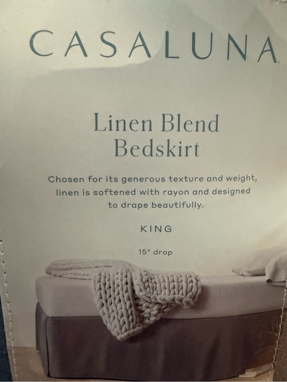 Target CASA LUNA Metal Gray King Bedskirt 15” drop Linen Blend